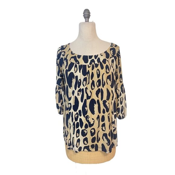Diane Von Furstenberg Multicolor Animal Printed Pele silk blend Top Size 8 - Picture 2 of 6
